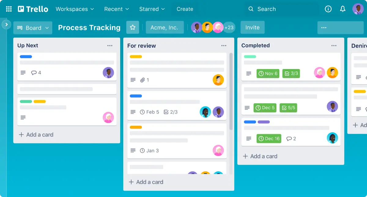 Trello board titled 