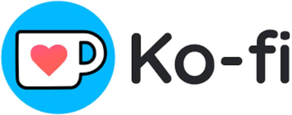 Logo of Ko-fi featuring a heart-shaped steam above a coffee cup, set against a blue circle background.